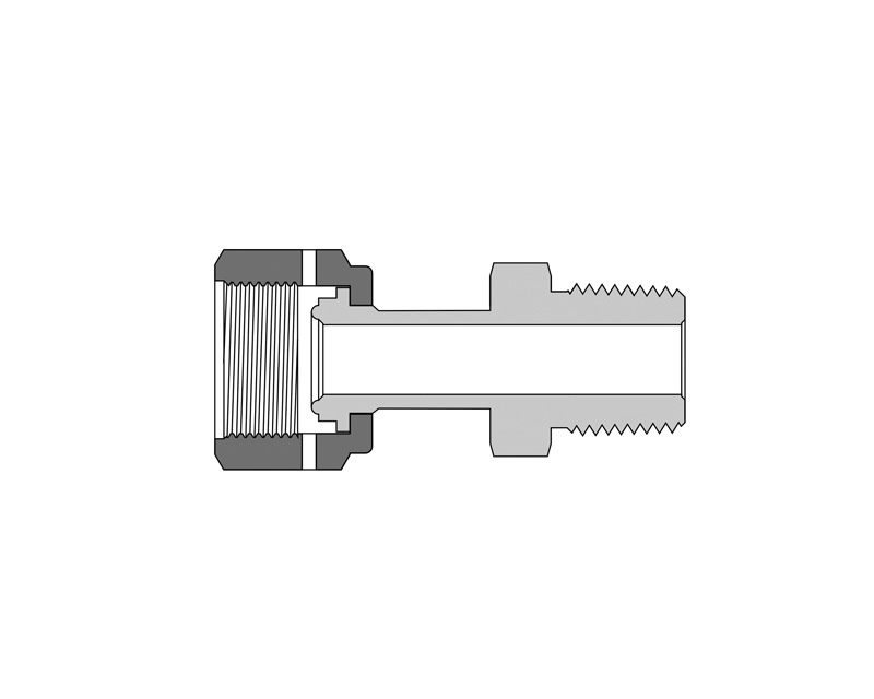 316 SS, FITOK FR Series Metal Gasket Face Seal Fitting, FR Welded Gland to Male NPT, 1/4&quot; FR x 1/4 Male NPT, 1.79&quot;(45.5mm) Long