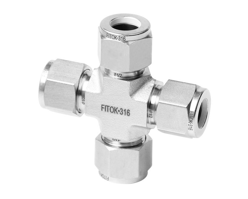 316 SS, FITOK 6 Series Tube Fitting, Union Cross, 6mm O.D.