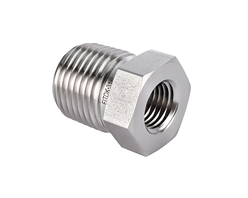 316 SS, FITOK 6 Series Pipe Fitting, Reducing Bushing, 1/2 Male NPT × 1/8 Female NPT