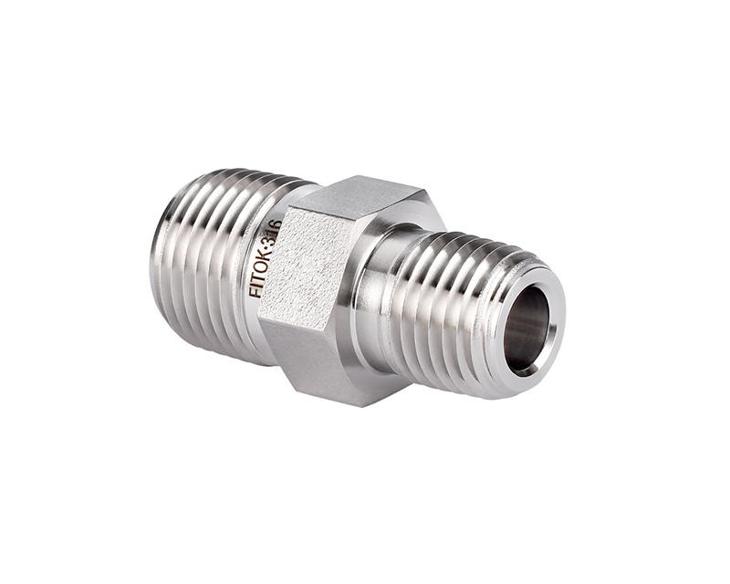 316 SS, FITOK 6 Series Pipe Fitting, Hex Nipple, 1/4 Male NPT × 1/8 Male NPT