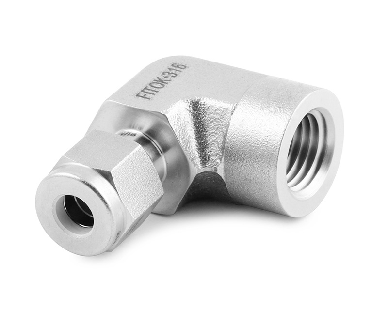 316 SS, FITOK 6 Series Tube Fitting, Female Elbow, 1/4&quot; O.D. × 1/4 Female NPT