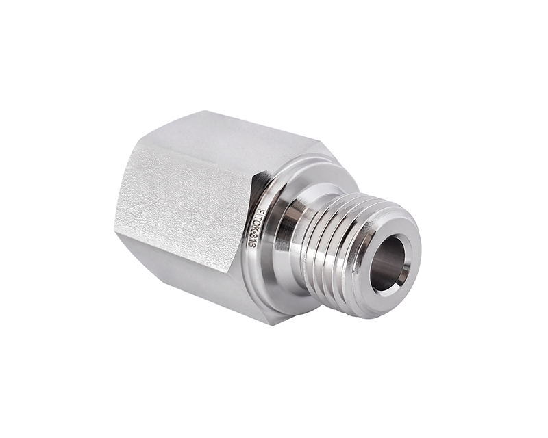 316 SS, FITOK 6 Series Pipe Fitting, Adapter, 1/2 Female NPT × 1/2 Male ISO Parallel Thread(RS)