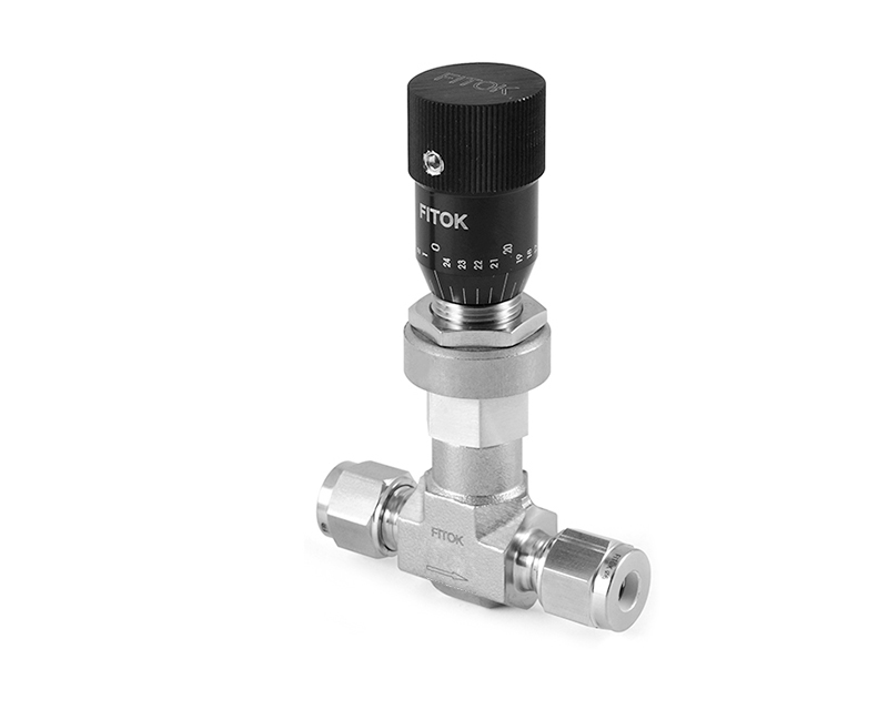 316 SS, MS Series Metering Valve, Low Flow, 6mm Tube Fitting, Fluorocarbon FKM O-ring, 2000psig(138bar), -10°F to 400°F(-23°C to 204°C), 0.004 Cv, Without Shutoff Service, Knurled Handle, Straight
