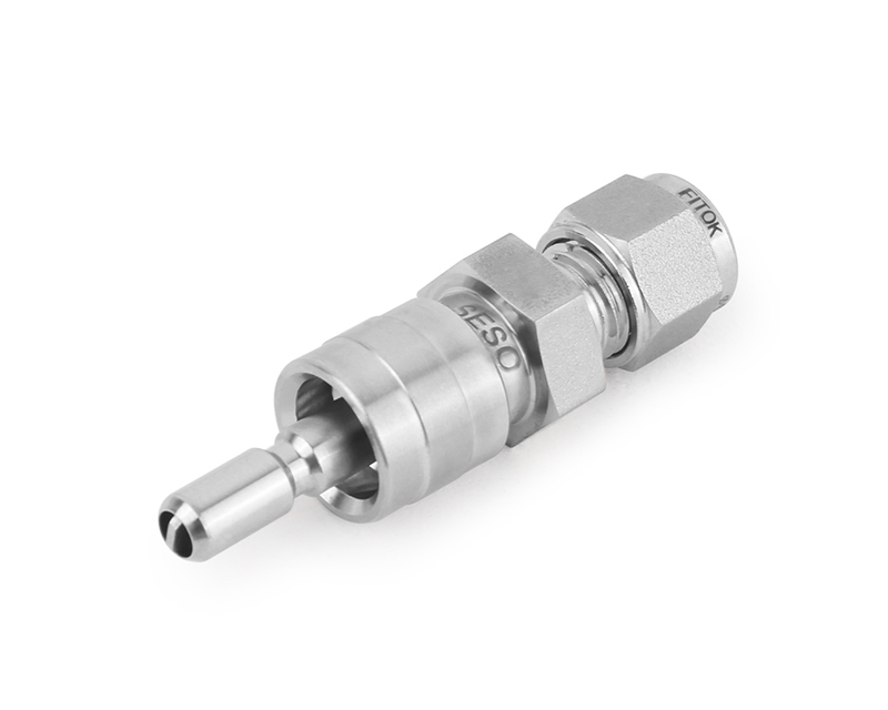 316 SS, QC4 Series Quick Connect, 1/4&quot; Tube Fitting, Stem without Valve Remains Open when Uncoupled, 0.3 Cv
