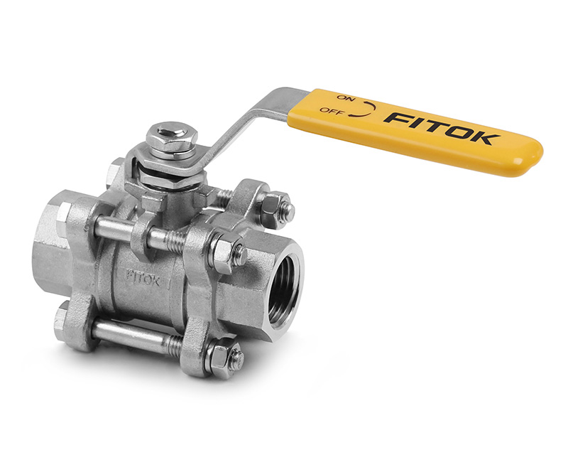 CF8M, BG Series Ball Valve, 3-piece, PTFE Seats, 1 Female NPT , 1000psig(69bar), -20°F to 450°F(-28°C to 232°C), 0.98&quot; Orifice, Straight