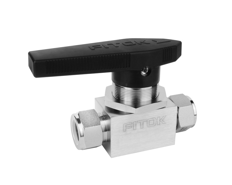 316 SS, BO Series Ball Valve, One-piece Instrumentation, PTFE Seats, 3/8&quot; Tube Fitting, 3000psig(207bar), -20°F to 300°F(-28°C to 148°C), 0.19&quot; Orifice, Straight