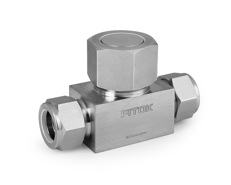 316 SS, CL Series Check Valve, All-Stainless Steel, Union Bonnet, 1/2&quot; Tube Fitting, 6000psig(414bar), -65°F to 900°F(-53°C to 482°C), Horizontal Installation