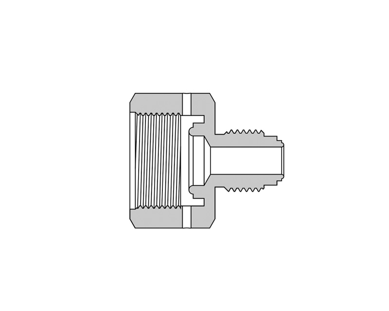 316 SS, FITOK FR Series Metal Gasket Face Seal Fitting, Reducing Adapter, 1/2&quot; FR x 1/4&quot; FR, 1.4&quot;(35.8mm) Long