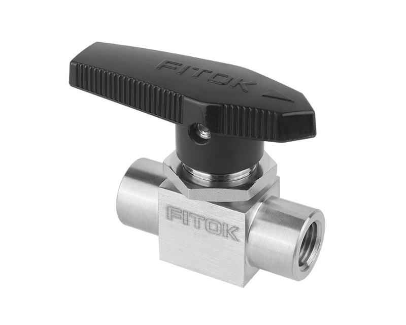 316 SS, BO Series Ball Valve, One-piece Instrumentation, PTFE Seats, 1/4 Female ISO Tapered Thread, 3000psig(207bar), -20°F to 300°F(-28°C to 148°C), 0.19&quot; Orifice, Straight