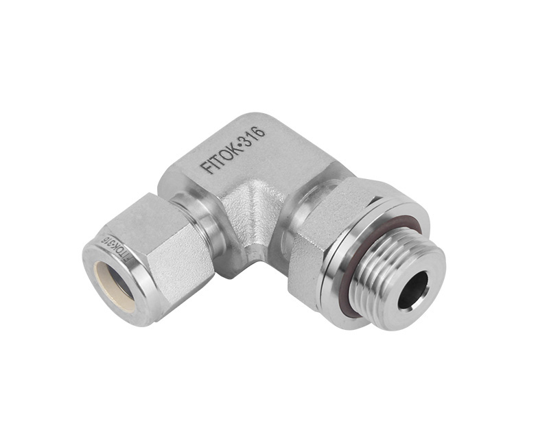 316 SS, FITOK 6 Series Tube Fitting, Positionable Male Elbow, 1/4&quot; O.D. × 1/8 Male ISO Parallel Thread(PP)