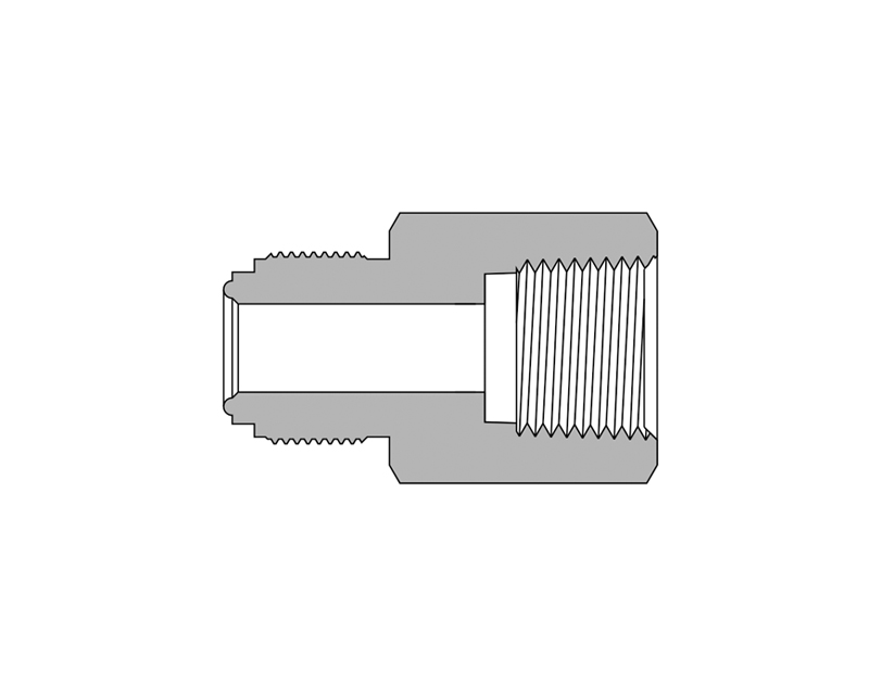 316 SS, FITOK FR Series Metal Gasket Face Seal Fitting, FR Body to Female NPT, 1/4&quot; FR x 1/8 Female NPT