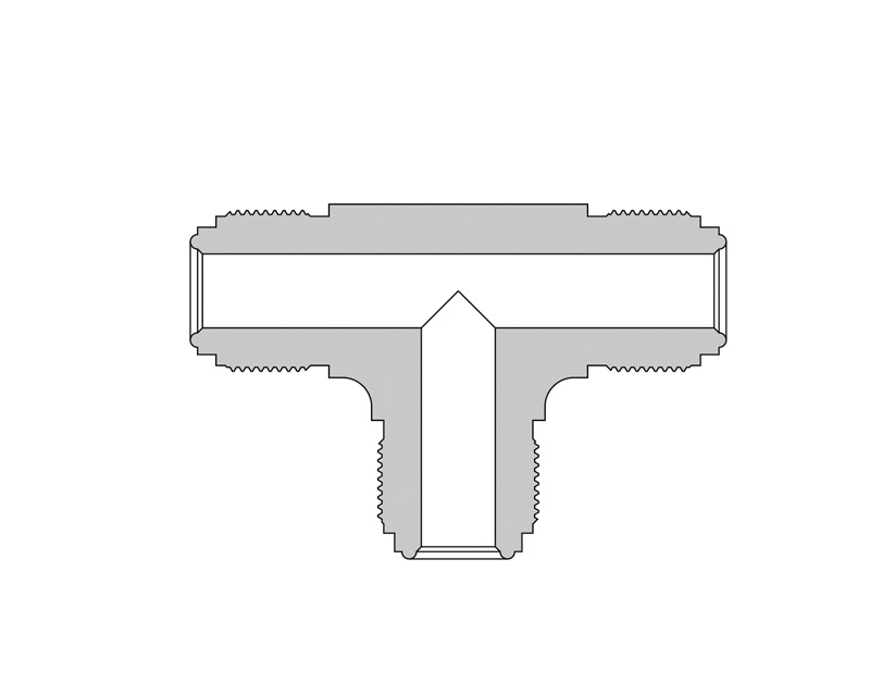 316 SS, FITOK FR Series Metal Gasket Face Seal Fitting, FR Body Union Tee, 1/4&quot; FR