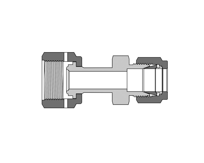 316 SS, FITOK FR Series Metal Gasket Face Seal Fitting, FR Welded Gland Union, 1/4&quot; FR, 1.7&quot;(43.4mm) Long