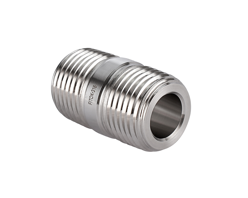 316 SS, FITOK 6 Series Pipe Fitting, Close Nipple, 1/2 Male ISO Tapered Thread(RT)