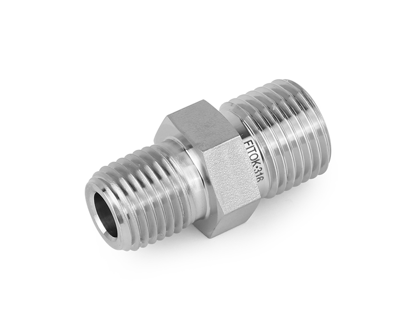 316 SS Pipe Fitting,Hex Nipple 1/8&quot; Male NPT × M20X1.5 Male Metric Thread