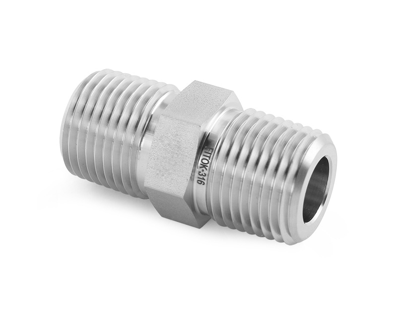 316 SS Pipe Fitting,Hex Nipple 1/4&quot; Male BSPP × M18X1.5 Male Metric Thread