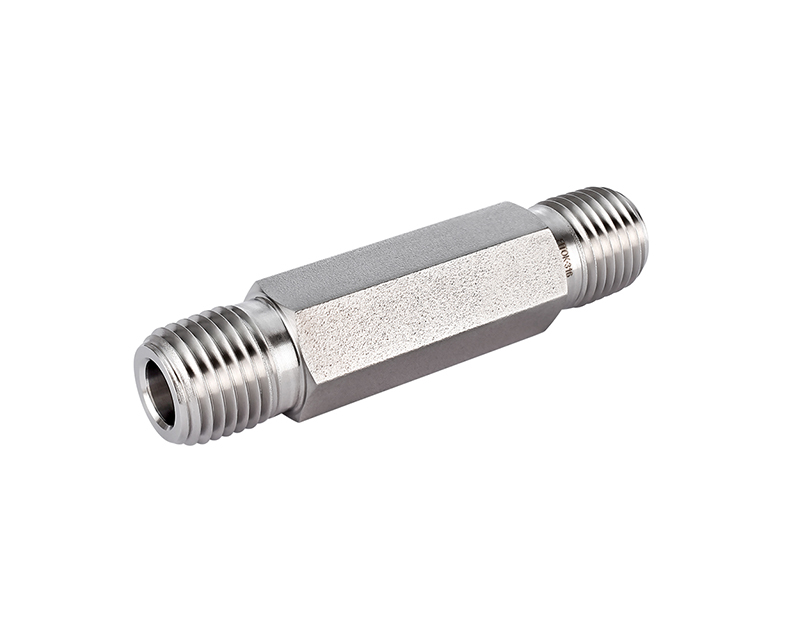 316 SS Pipe Fitting, Hex Long Nipple, 3/8&quot; Male NPT, 3in.(76.2mm) Length  