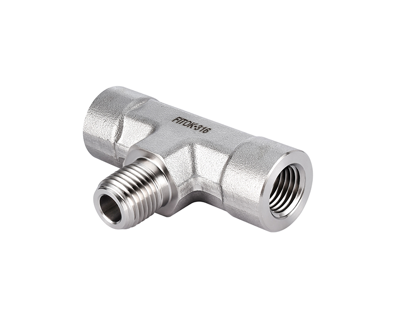 316 SS, FITOK 6 Series Pipe Fitting, Male Branch Tee, 1/8 Female NPT × 1/8 Female NPT × 1/8 Male NPT