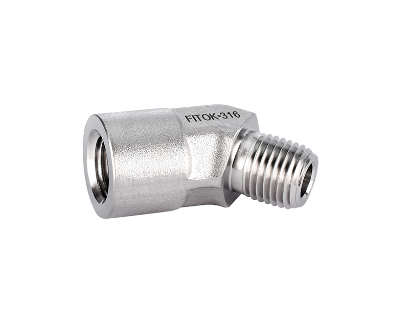 316 SS Pipe Fitting, 45° Street Elbow, 1/8&quot; Female NPT ×  1/8&quot; Male NPT