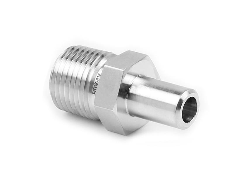 316 SS, FITOK 6 Series Weld Fitting, Male Connector, 12mm O.D. Tube Butt Weld x 1/2 Male NPT