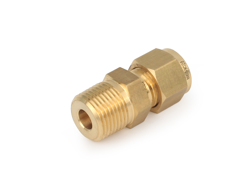 Brass, FITOK 6 Series Tube Fitting, Male Connector, 1/2" O.D. × 3/8 Male NPT