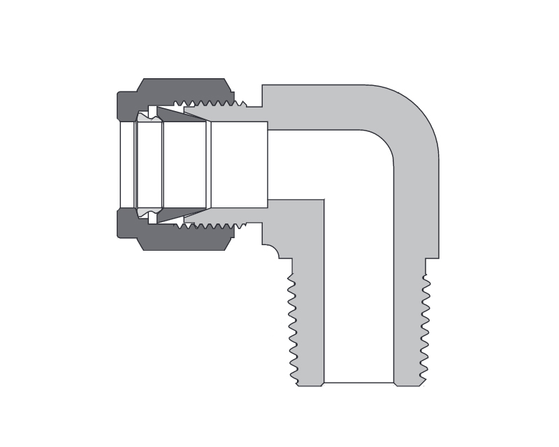 Male Elbow, Brass, 12mm Tube OD, 2-Ferrule x  3/4in. (M)BSPT, 90Deg.