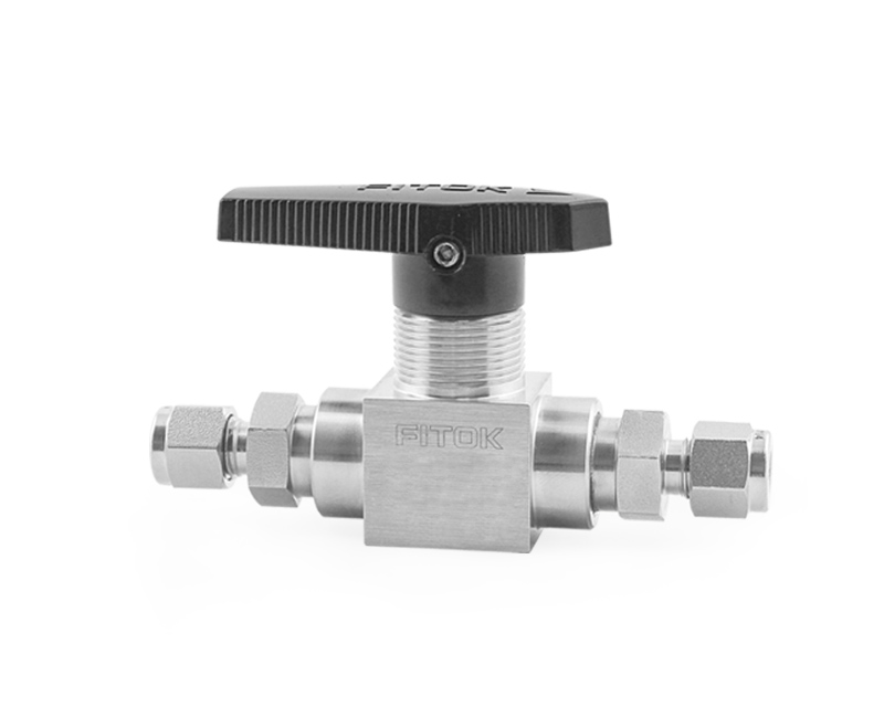 316 SS, BF Series Ball Valve, Trunnion, PTFE Seats, 8mm Tube Fitting, 1500psig(103bar), 0°F to 450°F(-18°C to 232°C), 1.3 Cv, Straight
