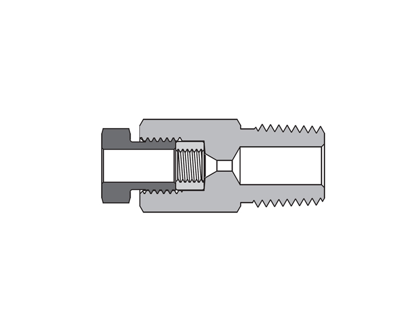 316 SS, FITOK AMH Series Adapter Fitting, Female to Male, 3/8&quot; Female 20M Series Medium Pressure Coned and Threaded Connection × 1/4 Male NPT