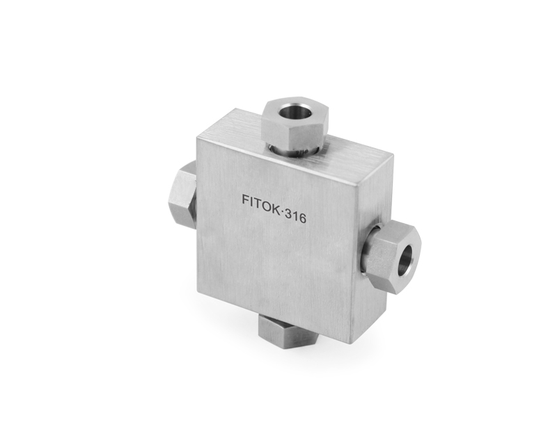 316 SS, FITOK 20M Series Medium Pressure Fitting, Coned and Threaded Connection, Union Cross, 1/4&quot; O.D.