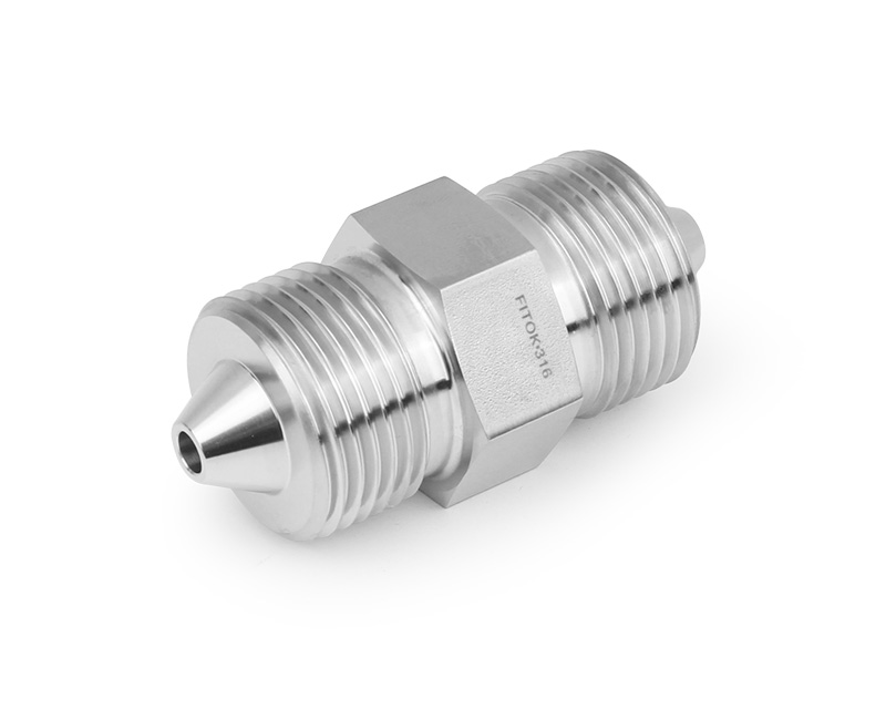 316 SS, FITOK AMH Series Adapter Fitting, Male to Male, 9/16" × 3/8" Male 60 Series High Pressure Coned and Threaded Connection