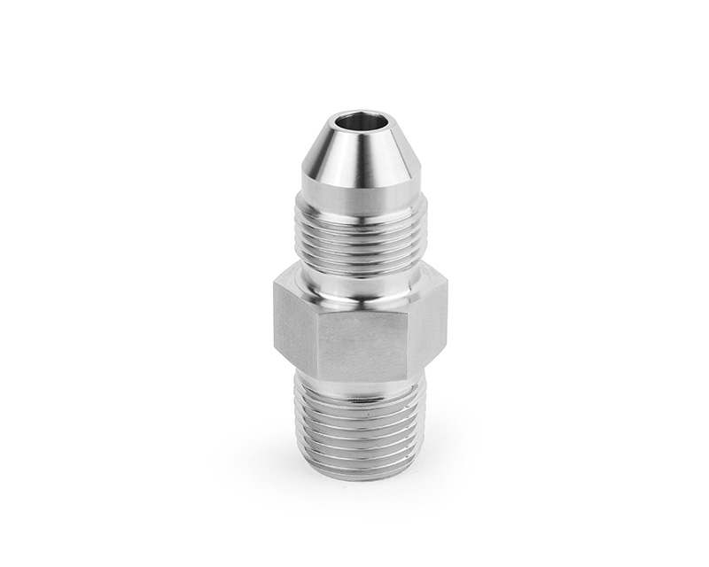 316 SS, FITOK AMH Series Adapter Fitting, Male to Male, 3/8&quot; Male 20M Series Medium Pressure Coned and Threaded Connection × 1/2 Male NPT