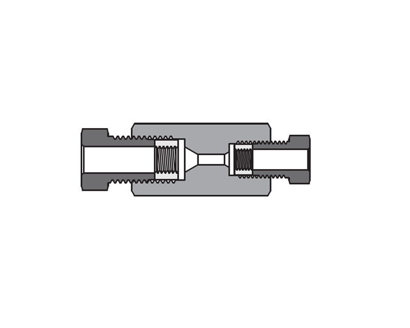 316 SS, FITOK 20M Series Medium Pressure Fitting, Coned and Threaded Connection, Reducing Union, 3/4&quot; O.D. × 3/8&quot; O.D.