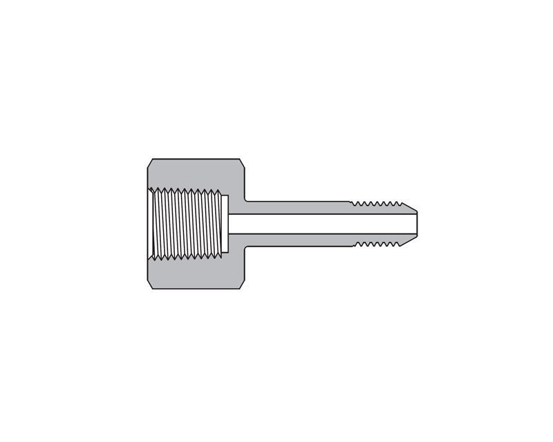 316 SS, FITOK AMH Series Adapter Fitting, Female to Male, 1/2" Female NPT × 9/16" T20M Series Medium Pressure Coned and Threaded Nipple