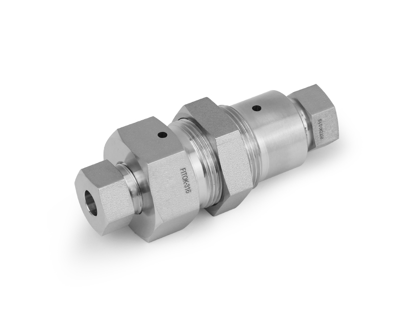 316 SS, FITOK 60 Series High Pressure Fitting, Coned and Threaded Connection, Bulkhead Union, 1/4" O.D