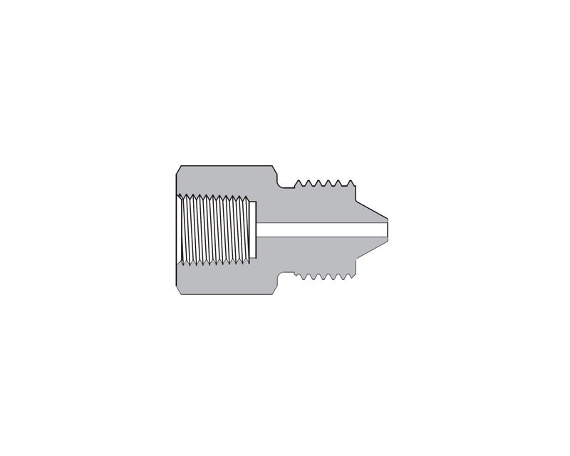 316 SS, FITOK AMH Series Adapter Fitting, Female to Male, 1/2&quot; Female NPT × 9/16&quot; Male 20M Series Medium Pressure Coned and Threaded Connection