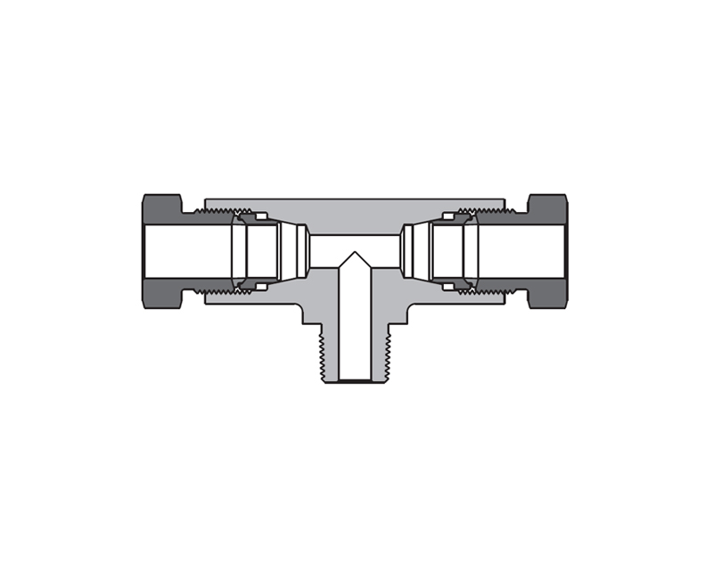 316 SS, FITOK 20D Series Medium Pressure Tube Fitting, Male Branch Tee, 1/4&quot; O.D. × 1/4&quot; O.D. × 1/4 Male NPT