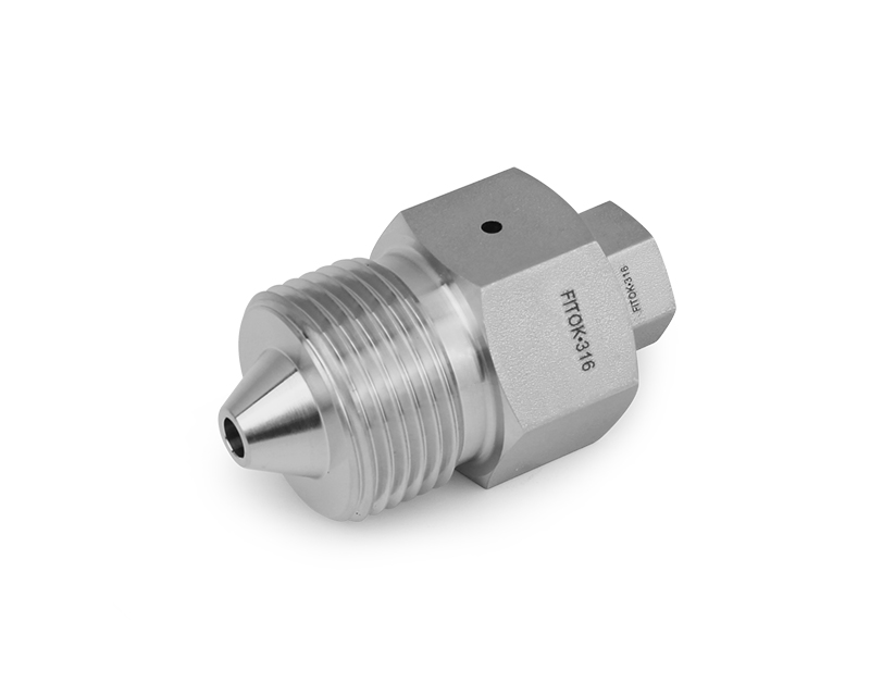 316 SS, AMH Series Adapter Fitting, Female to Male, 1/4&quot; Female 60 Series High Pressure × 3/8&quot; Male 60 Series High Pressure, Coned and Threaded Connection