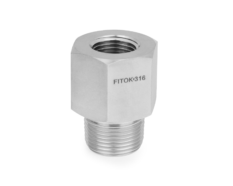 316 SS, FITOK PMH Series High Pressure Pipe Fitting, Adapter, 3/4 Female NPT × 1/2 Male NPT