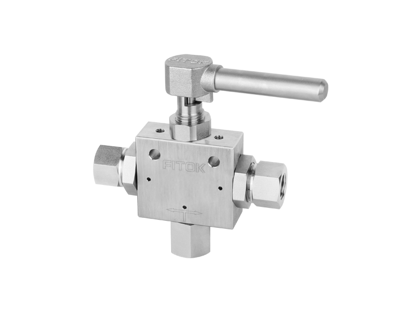 316 SS, 15B Series Ball Valve, 1/2 Female NPT, Fluorocarbon FKM O-ring, 15,000psig(1034bar), 0°F to 400°F(-17.8°C to 204°C), 2.1 Cv, 3-way, 180° Turn