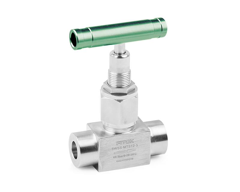 316 SS, SW Series Bellows-sealed Valve, 1/2" Tube Socket Weld, 1000psig(69bar), -20°F to 842°F(-28°C to 450°C), 0.30" Orifice, Stellite Spherical Stem Tip, Body-to-Bellows Gasketed Seal