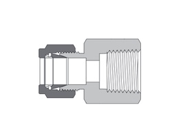 [B-CF-FL8-NS8] Female Connector, Brass, 1/2in. Tube OD, 2-Ferrule x 1/2in. (F)NPT