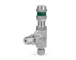 [RVSS-FL4-6-F] 316 SS, RV Series Relief Valve, High Pressure, 1/4&quot; Tube Fitting, Fluorocarbon FKM O-ring, 6000psig(414bar), -25°F to 250°F(-4°C to 121°C), 0.14&quot; Orifice, Green Spring, Set Pressure 50 to 300psig(3.45 to 20.7bar)