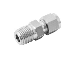 [SS-TCM-FL12-NS12] Thermocouple Connector, 316SS, 3/4in. Tube OD, 2-Ferrule x 3/4in. (M)NPT, Bored Through