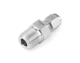 [SS-TCM-FL3-NS2] Thermocouple Connector, 316SS, 3/16in. Tube OD, 2-Ferrule x 1/8in. (M)NPT, Bored Through