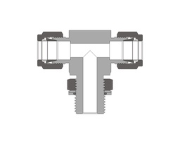 [SS-TTP-FL12-ST17] Positionable Male Branch Tee, 316SS, 3/4in. x 3/4in. Tube OD, 2-Ferrule x Branch 1 1/16-12 SAE/MS Straight Thread