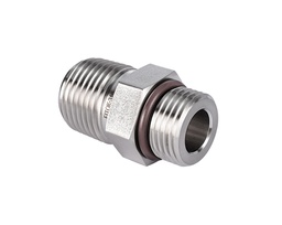 [SS-PHN-NS4-ST7] 316 SS, FITOK 6 Series Pipe Fitting, Hex Nipple, 1/4 Male NPT × 7/16-20 Male SAE/MS Straight Thread(ST)