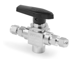 [BFSS-FL8-3] 316 SS, BF Series Ball Valve, Trunnion, PTFE Seats, 1/2&quot; Tube Fitting × 1/2&quot; Tube Fitting × 1/4 Female NPT, 1500psig(103bar), 0°F to 450°F(-18°C to 232°C), 0.75 Cv, 3-way