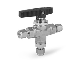 [BVSS-ML3-02-3] CF8M, BV Series Ball Valve, Multipurpose, PTFE Seats, 3 mm Tube Fitting, 1500psig(103bar), -65°F to 350°F( -54°C to 177°C), 0.09&quot; Orifice, 3-way