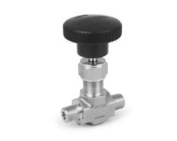 [NGSS-NS4-7] Needle Valve, Body: 316SS, MWP: 3,000psig, Packing: PTFE, Conn.: 1/4in. x 1/4in. (M)NPT, Orifice:4mm, Cv:0.35, Black Knob Handle