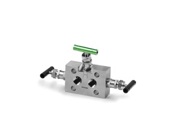 [3DSS-FL8-L] 316 SS, 3D Series 3-valve Instrumentation Manifolds, Direct Mount(transmitter with coplanar mounting flange), 1/2&quot; Tube Fitting × Flange(MSS SP-99) × 1/4 Female NPT, PTFE Packing, 6000psig(414bar), -65°F to 450°F(-54°C to 232°C), Valves In-line Mounted